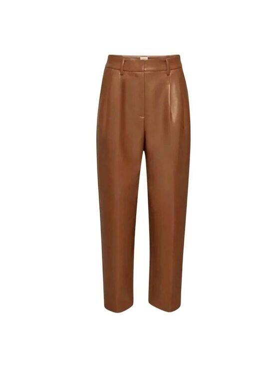 Wilfred Pants - Aritzia Wilfred warm cognac pleated faux leather high rise CARROT pants 0